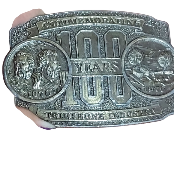 Vintage Belt Buckle Commemorating 100 Years 1876-1976 Telephone Industry - Picture 2 of 10